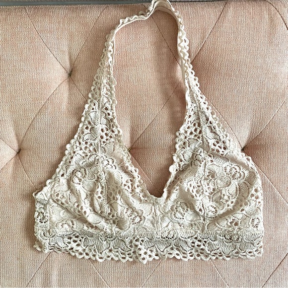 Aerie Dusty Pink Lace Halter Bralette - Picture 2 of 5